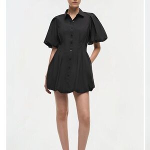 Black Simkha  Puff-Sleeve Button-Up Women’s dress